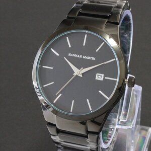 Men's Sports Watch Raised Indices Integrated Bracelet Black Quartz 40mm